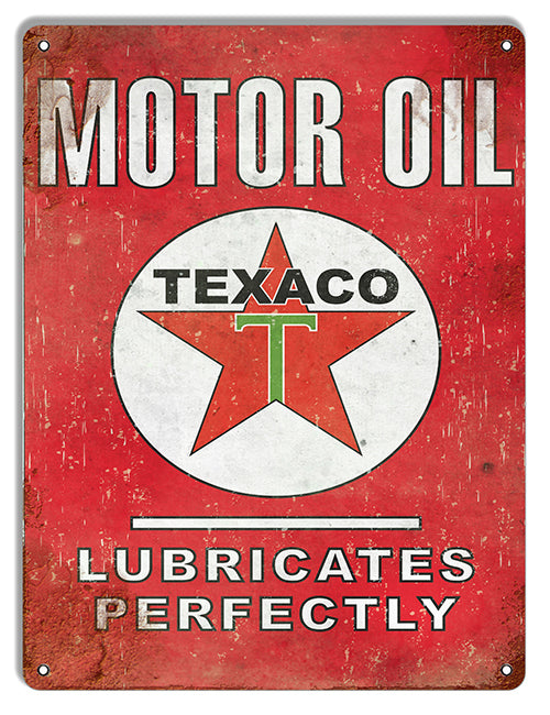 Texaco Motor Oil Reproduction Metal Sign 9"x12"