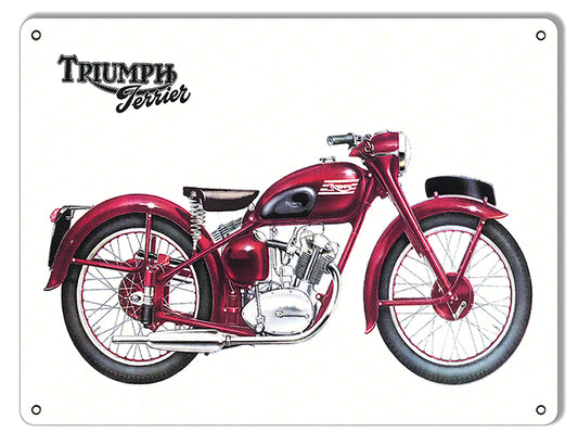 Triumph Terrier Classic British Motorcycle Reproduction Metal Sign 9"x12"