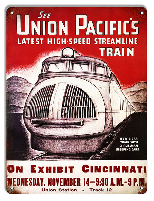 Union Pacific's High Speed Train Metal Sign Ad 9"x12"