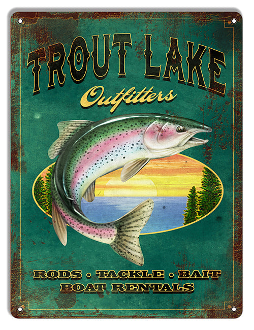 Trout Lake Outfitters Metal Sign 9"x12"