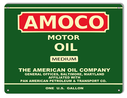 AMOCO Motor Oil Pan American Petrol Reproduction Metal Sign 9x12
