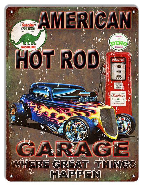 American Hot Rod Garage Metal Sign 9"x12"