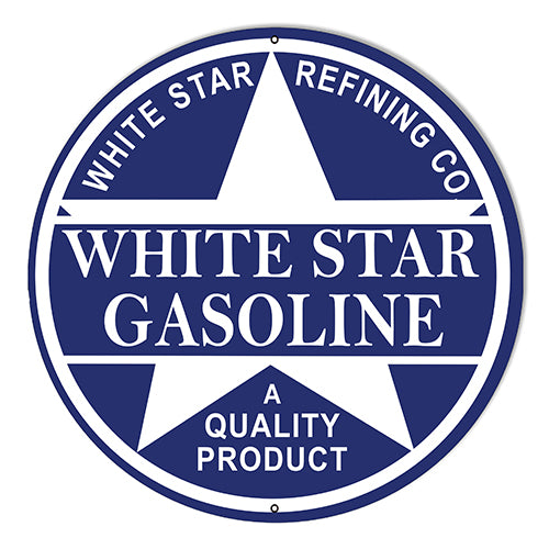 White Star Gasoline & Refining Metal Sign 10" Round