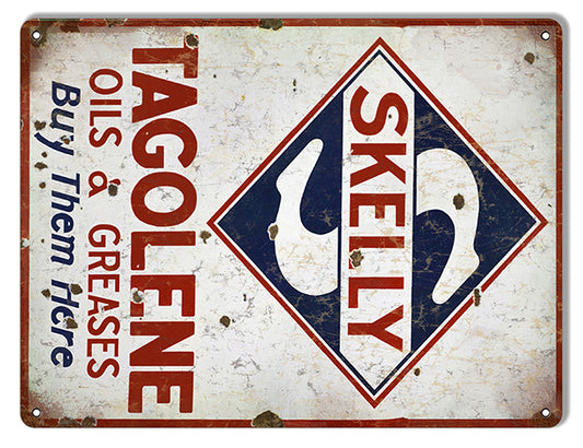 Skelly Tagolene Oil & Greases Vintage Metal Sign 9"x12"
