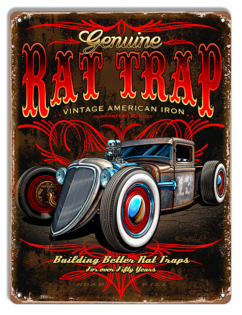 Rat Trap Hot Rods Metal Sign 9"x12"