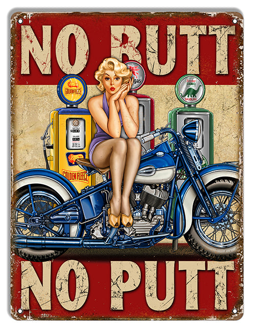 No Butt No Putt Pin Up Metal Sign 9"x12"