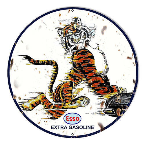 Esso Extra Gasoline Metal Sign 10" Round