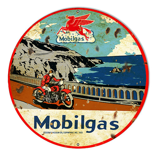 Mobilgas Vintage Metal Sign 10" Round