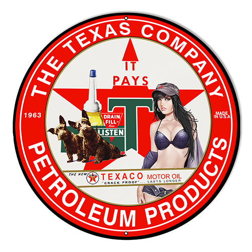 The Texas Company Petroleum Products Metal Sign 10" Round