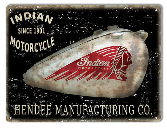 Indian Motorcycle Fendee Manufacturing Co. Metal Sign 9"x12"