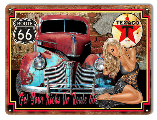 Get Your Kicks On Route 66 Metal Sign 9"x12"