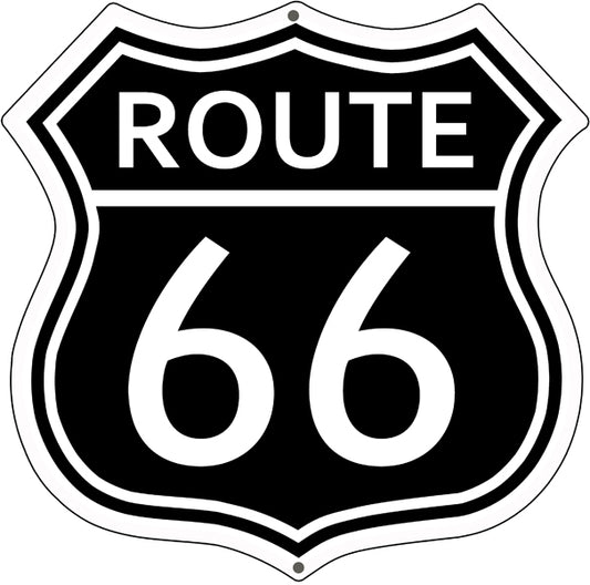 Route 66 Black With White Border Metal Sign 10"x10"