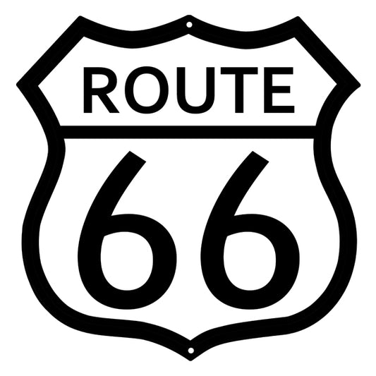 Route 66 White With Black Border Metal Sign 10"x10"