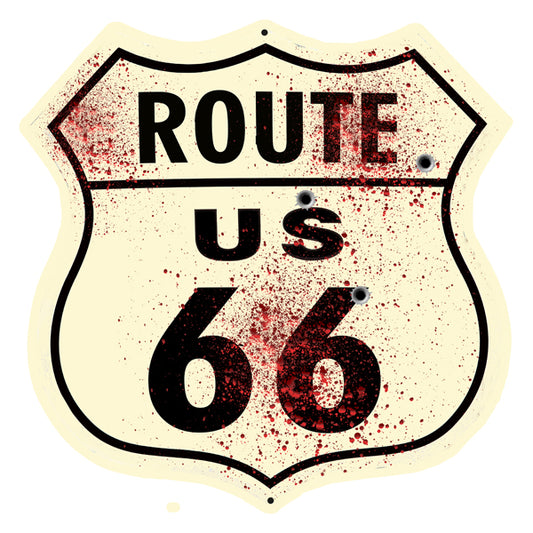 Route 66 Splashed With Paint Metal Sign 10"x10"