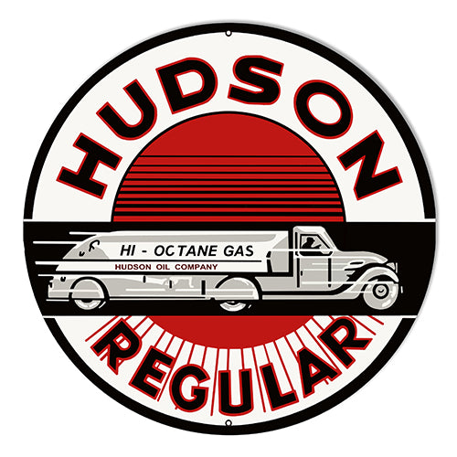 Hudson Regular HI Octane Gas Reproduction Metal Sign 10" Round