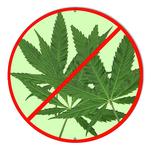 No Marijuana Cannabis Metal Sign 10" Round