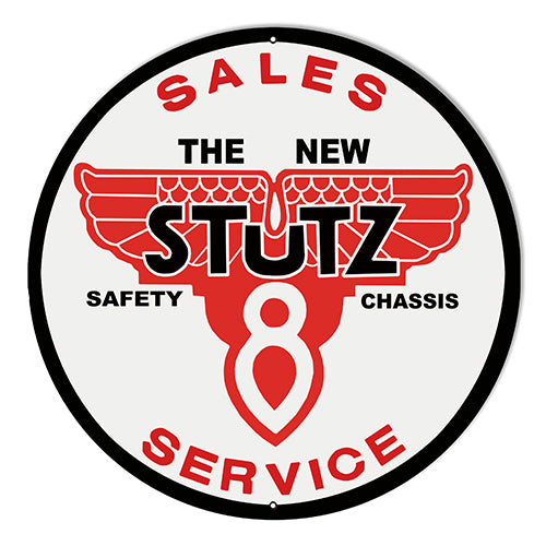 Stutz Safety Chassis Sales & Service Reproduction Metal Sign 10" Round