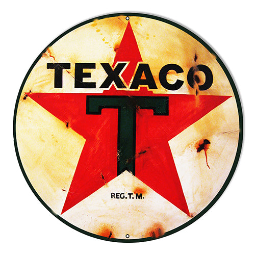 Texaco Motor Oil Reproduction Metal Sign 10" Round