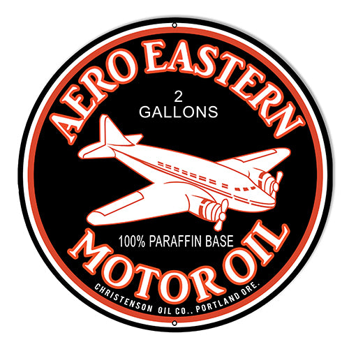 Aero Eastern Motor Oil Metal Sign 10" Round