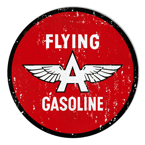 Flying A Gasoline Vintage Metal Sign 10" Round