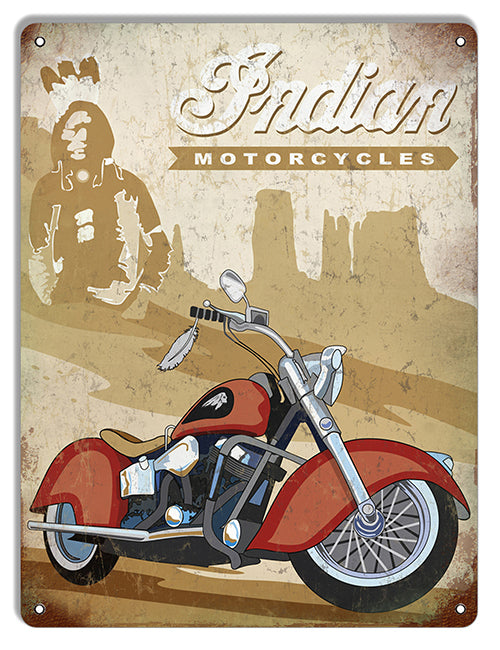 Indian Motorcycles Vintage Metal Sign 9"x12"